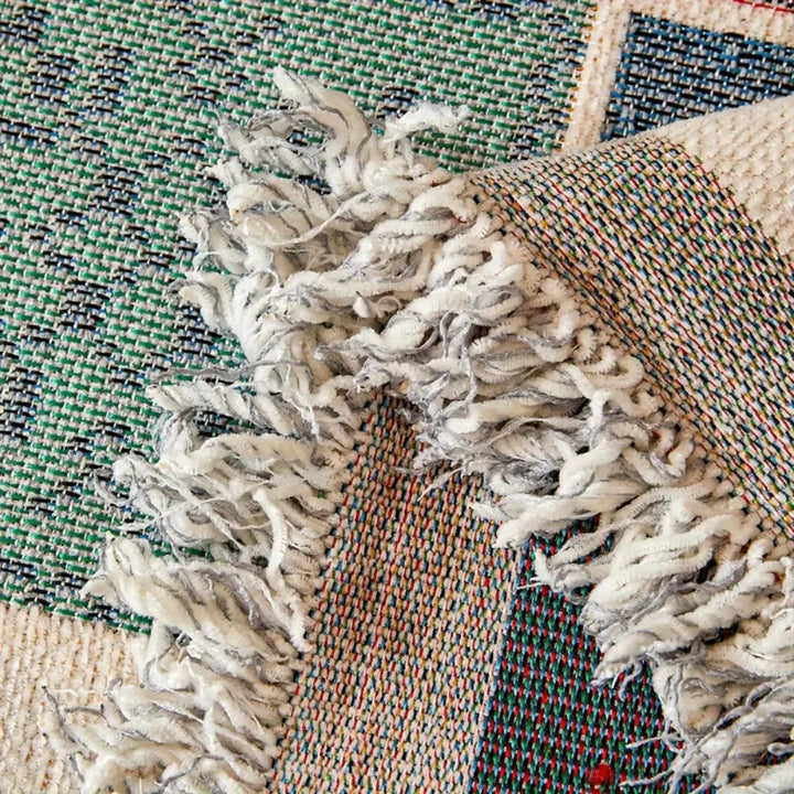 Gestrickte Boho-Sofadecke aus Chenille