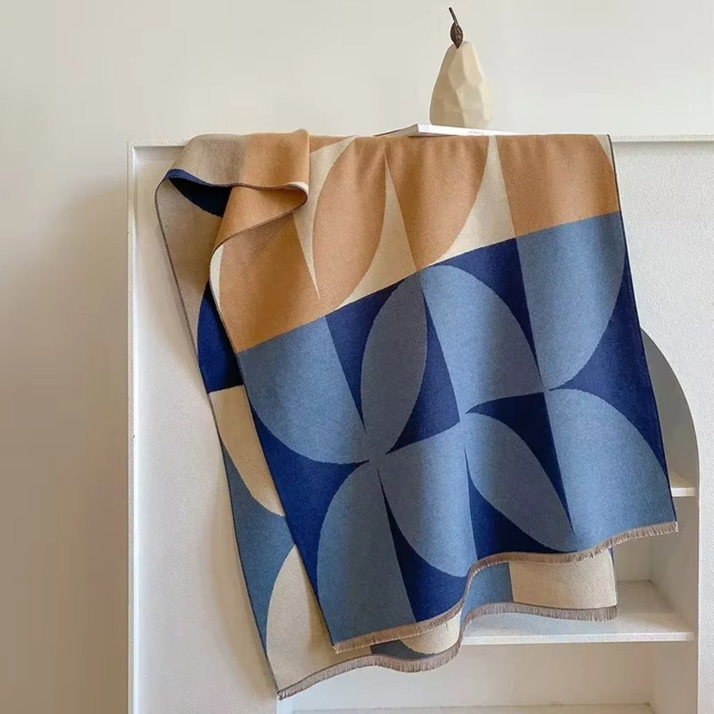 Wendbarer zweifarbiger Poncho-Schal