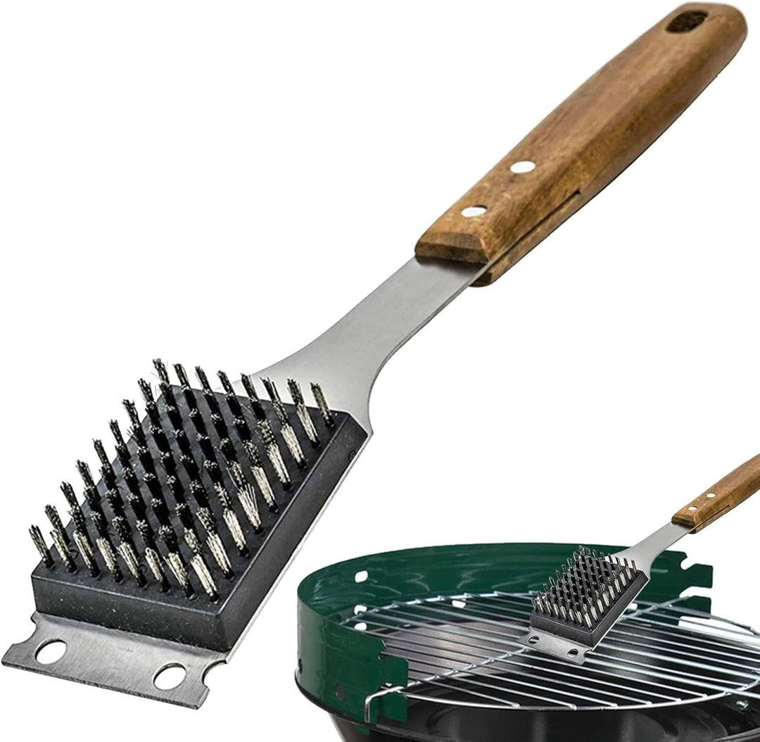 Grillbürste aus Edelstahl mit Schaber