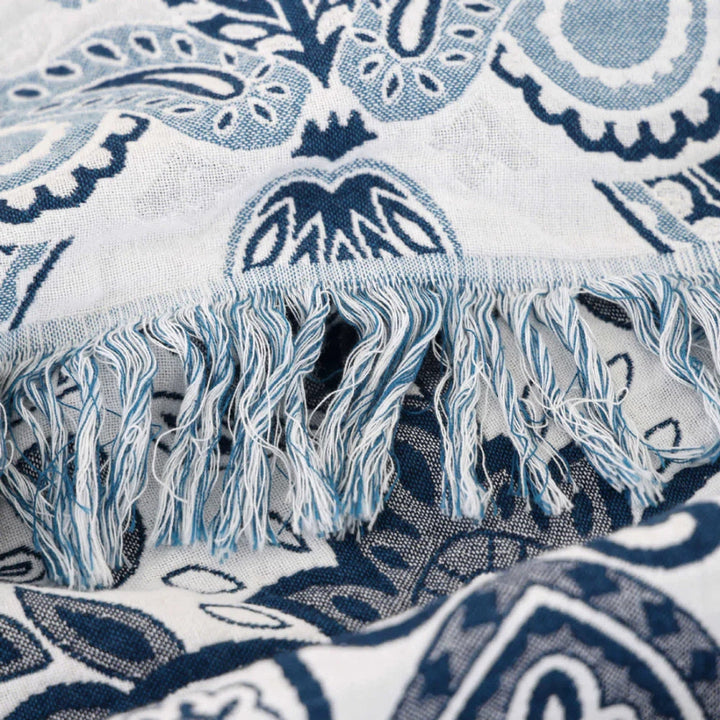 Baumwolldecke mit Paisley-Muster und Quasten