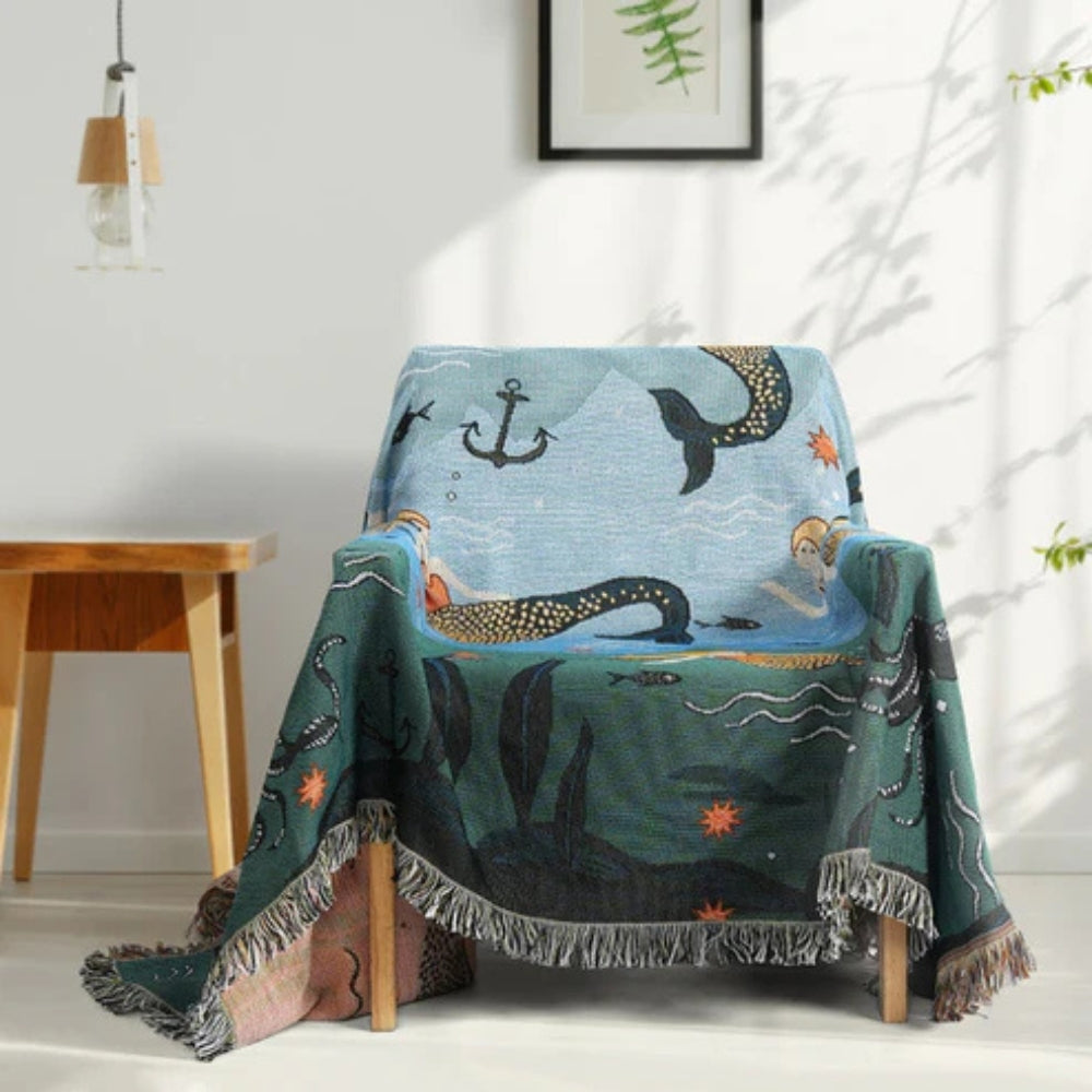 Sofaüberwurf mit Unterwassermotiv