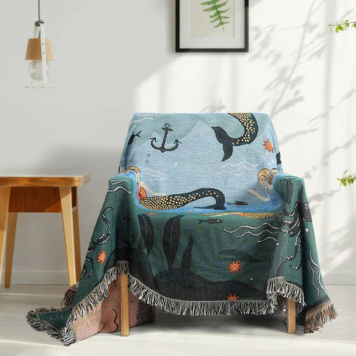 Sofaüberwurf mit Unterwassermotiv
