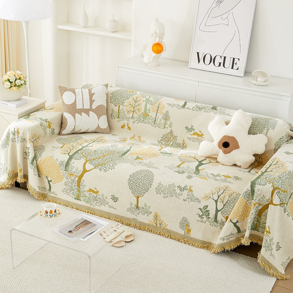 Chenille-Sofawurf mit Waldmuster