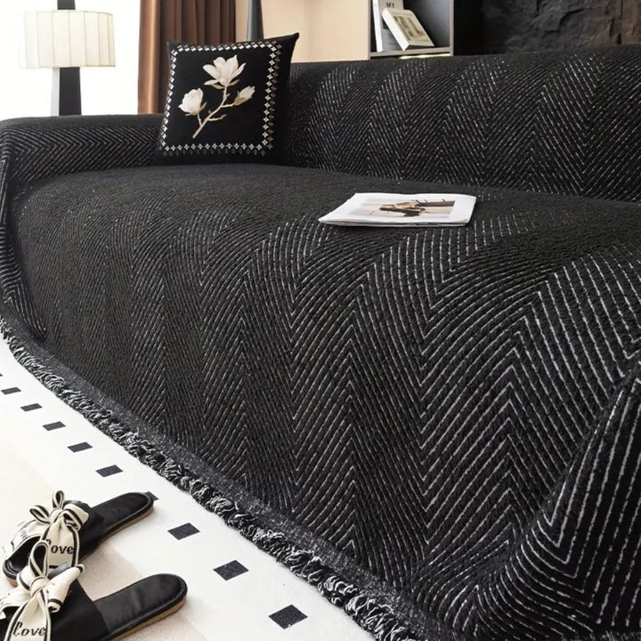 Sofaüberwurf mit gewebtem Fischgrätmuster, wasserabweisend