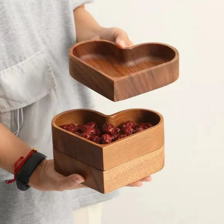 Snackschälchen aus Walnussholz, Herzform, 4er-Set