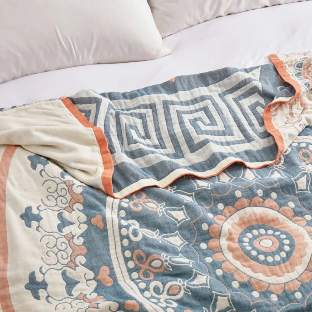 Gewebte Baumwolldecke mit Mandala-Muster