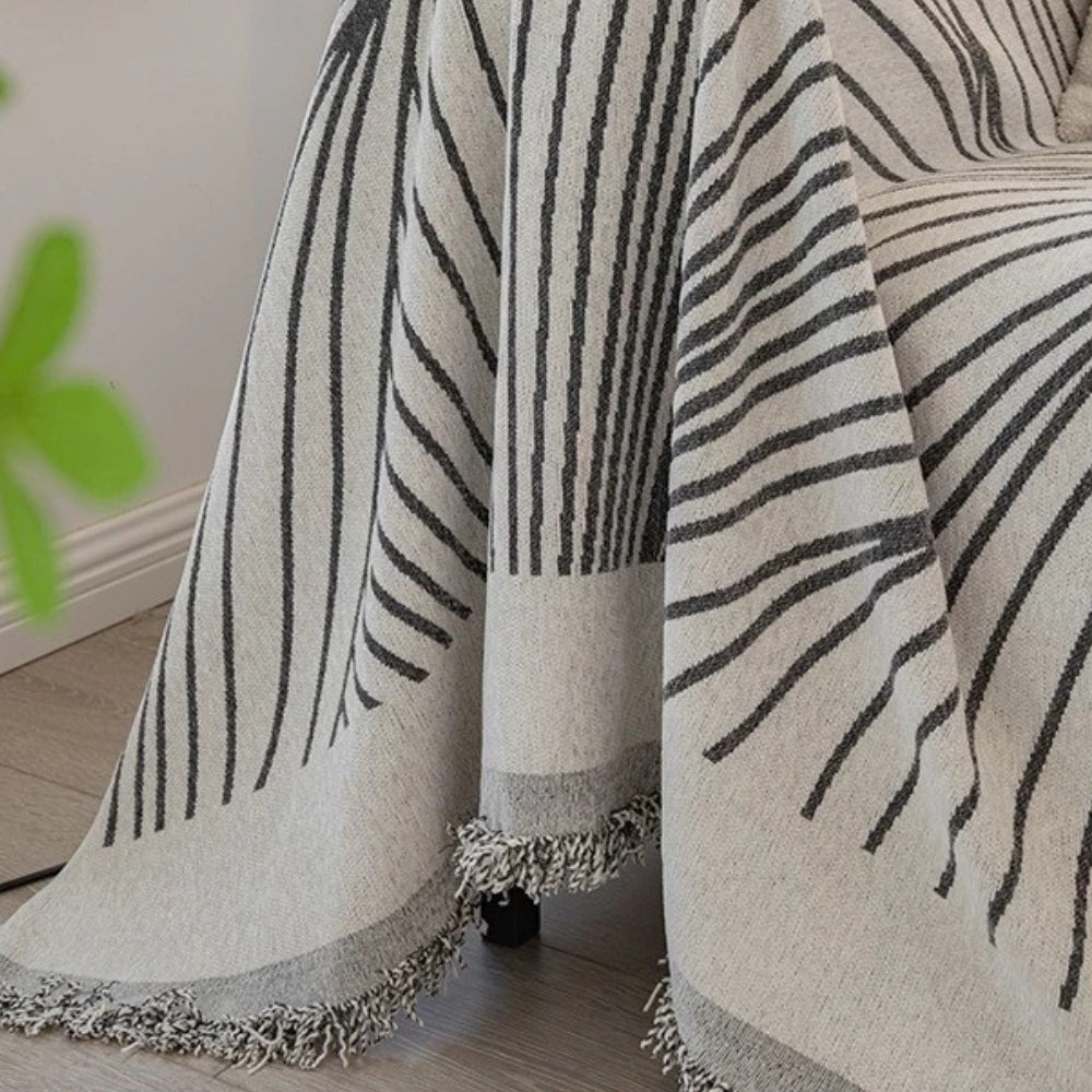 Chenille-Sofawurf mit Wellen und Quasten
