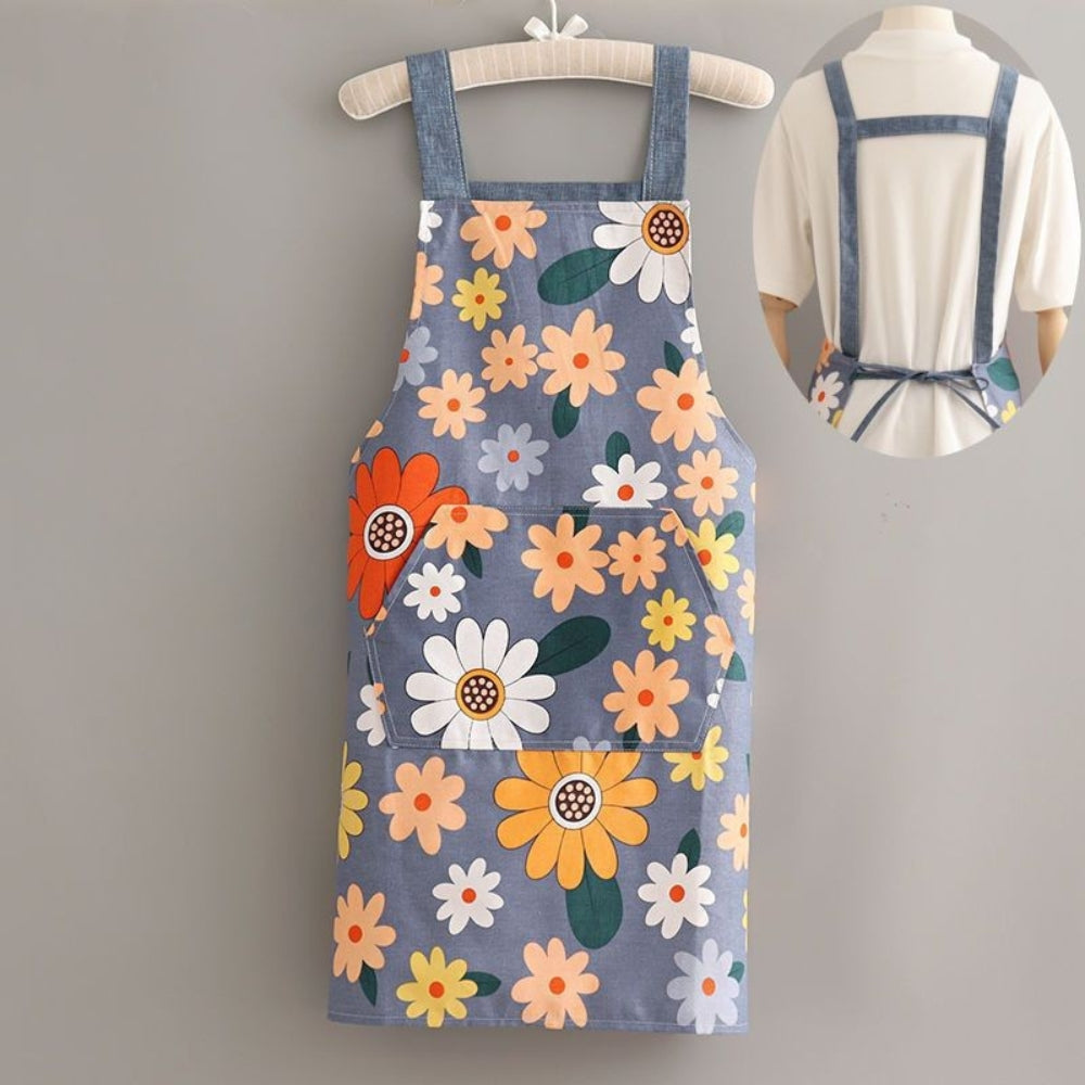 Baumwollschürze mit Hasen- und Blumenmuster