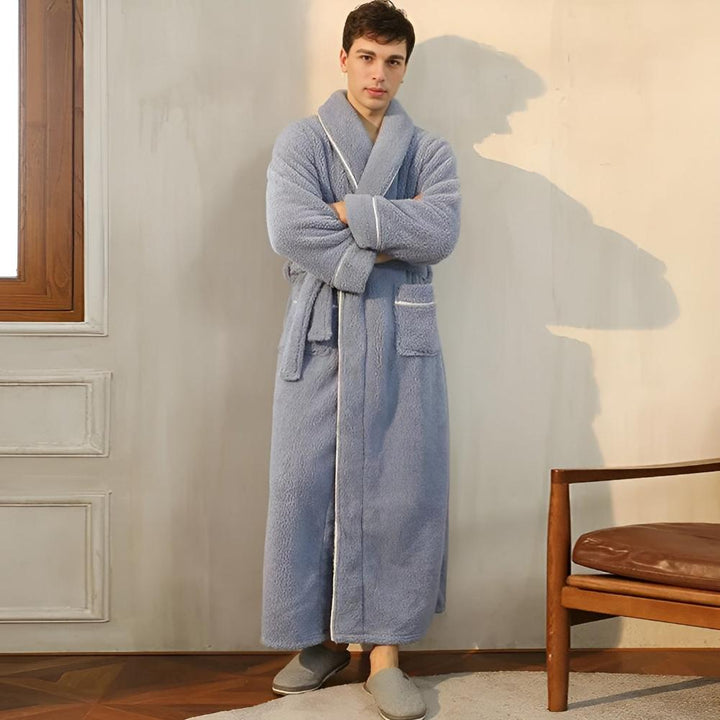Bademantel aus Fleece mit Sherpa-Futter