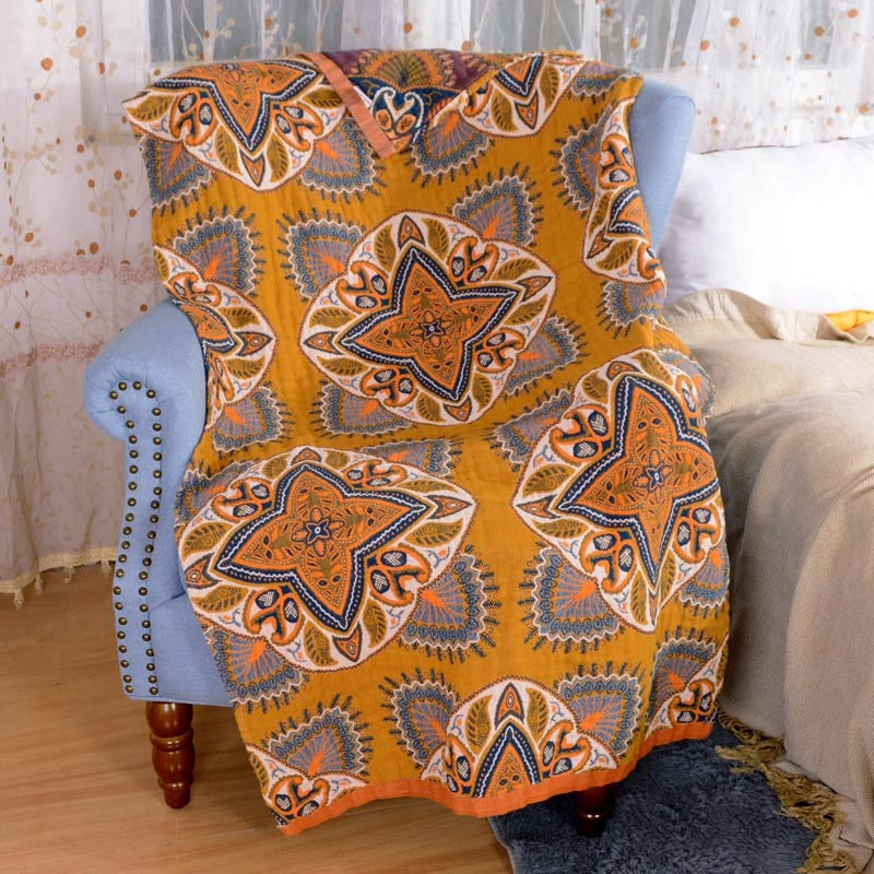 Wendbares Badetuch aus Baumwolle mit Rauten- und Blumenmuster 80 x 160 cm