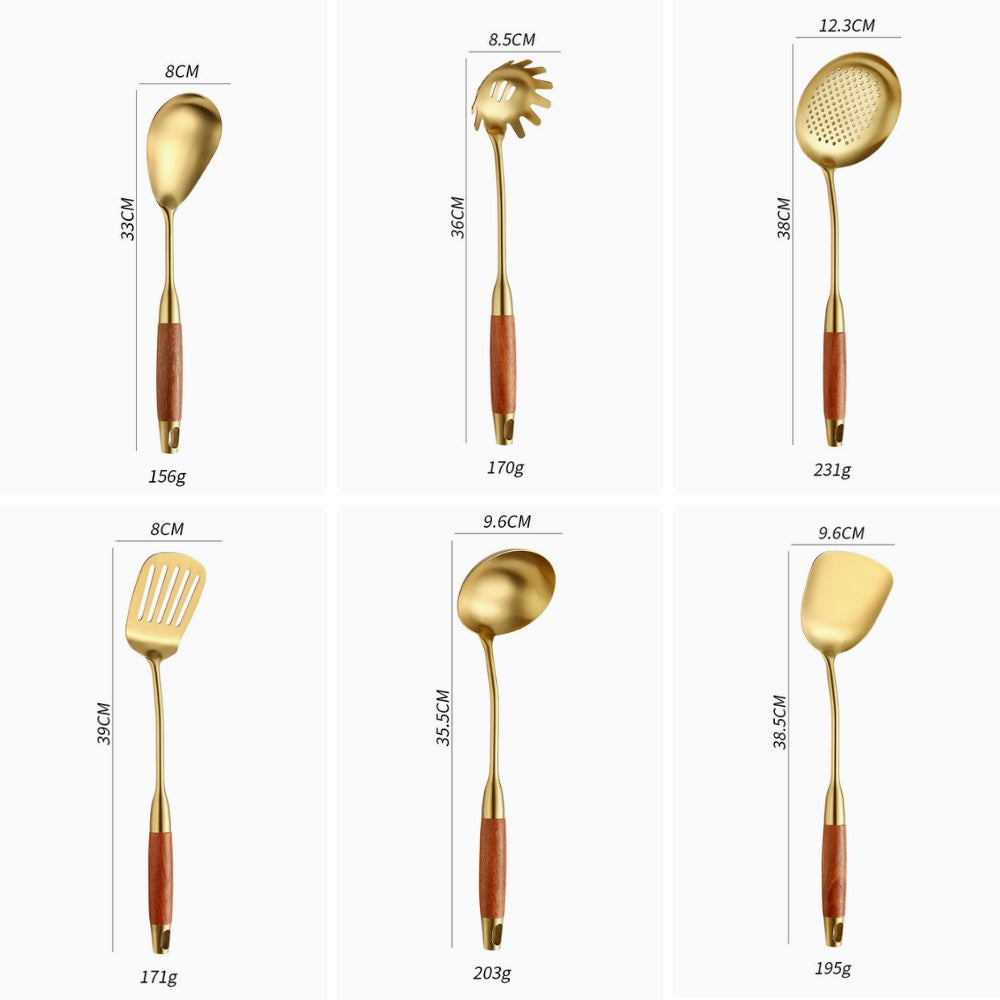 Goldene Küchenutensilien, 6er-Set