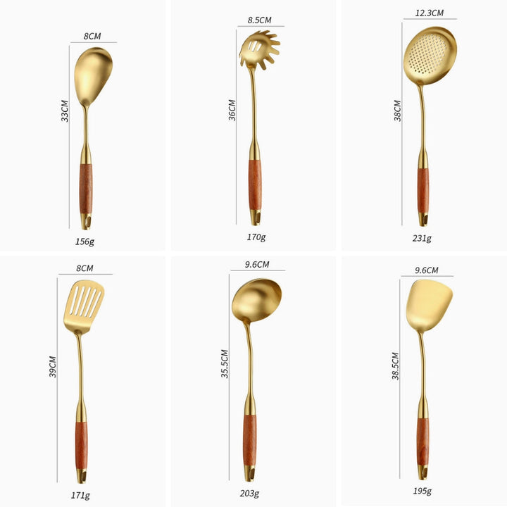 Goldene Küchenutensilien, 6er-Set