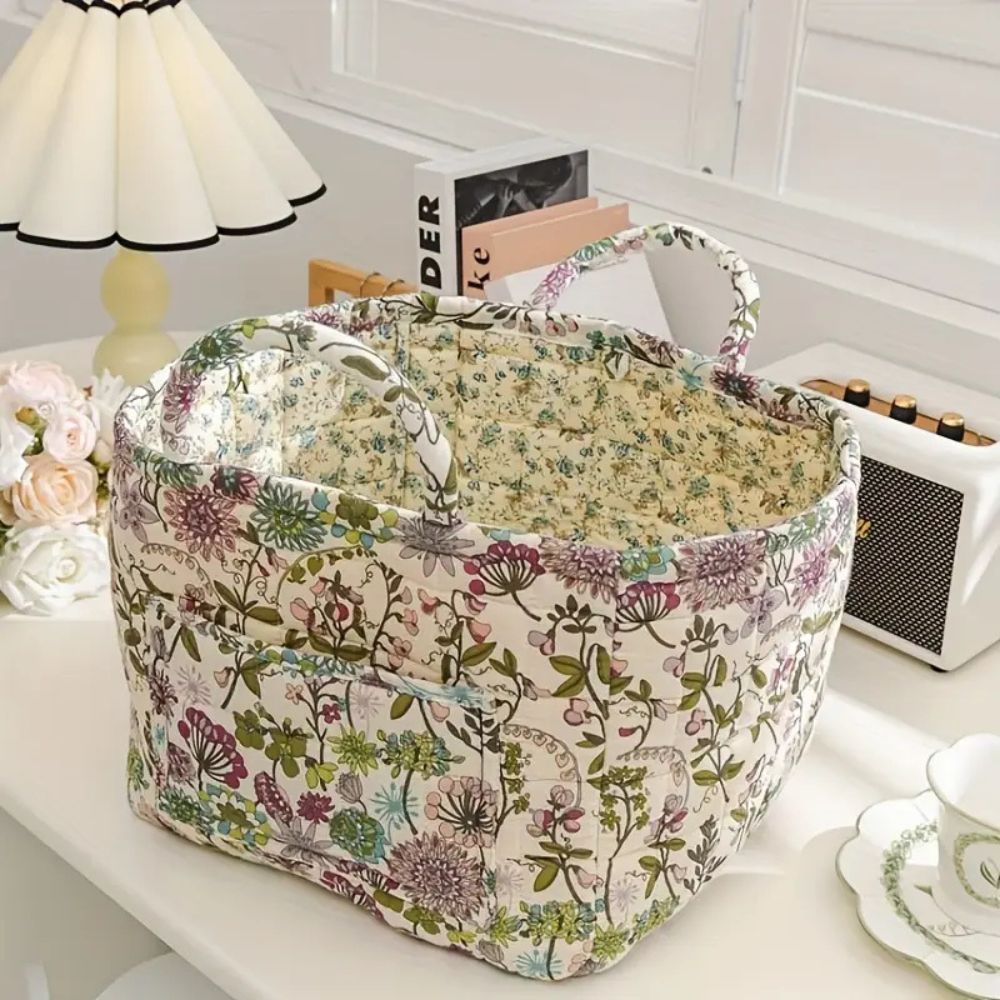 Aufbewahrungskorb aus Stoff mit Blumenmuster 33 x 27 cm