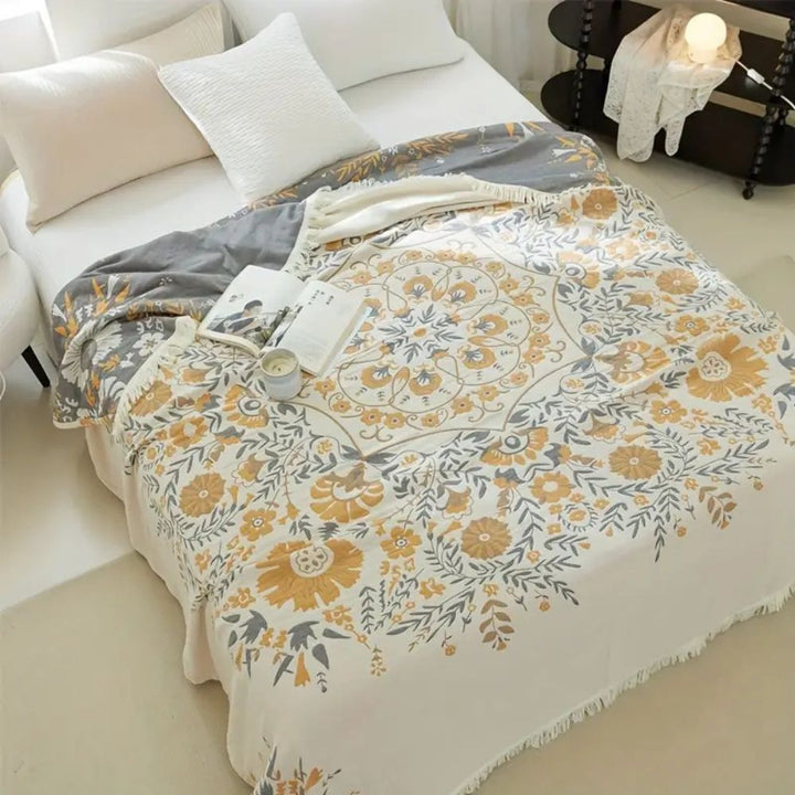 Wendbare Baumwolldecke mit ornamentalem Blumenmuster