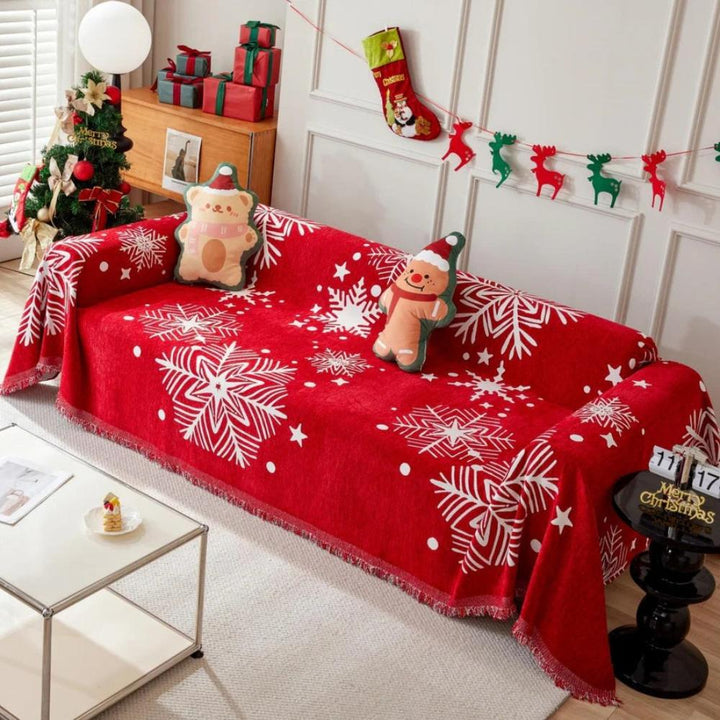 Chenille-Sofadecke mit Weihnachtsmotiv