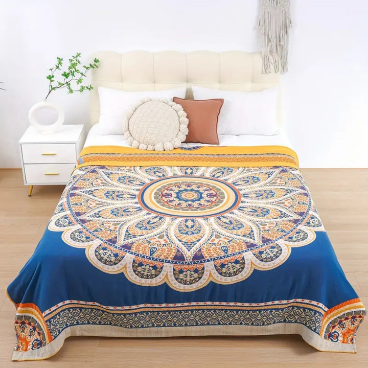 Wendbare Baumwoll-Decke mit Lotusmuster 200 x 230 cm