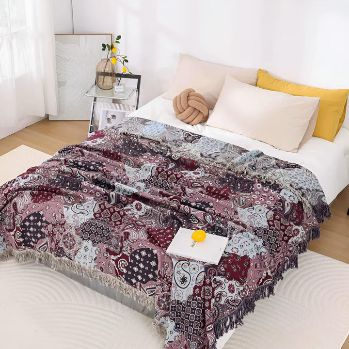 Jacquard-Baumwoll-Tagesdecke mit Paisley-Muster 200 x 230 cm
