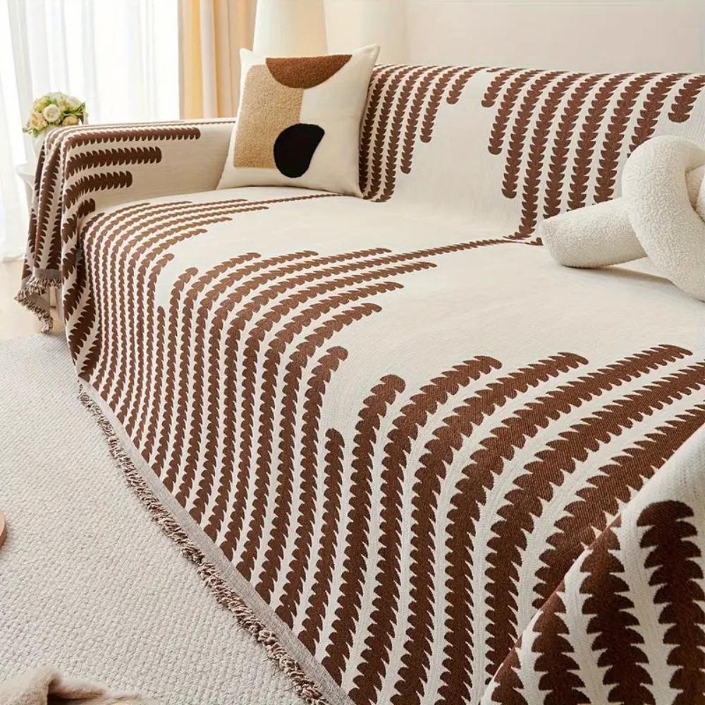 Einteiliger Chenille-Sofawurf mit Farnmuster