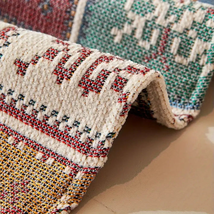 Gestrickte Boho-Sofadecke aus Chenille