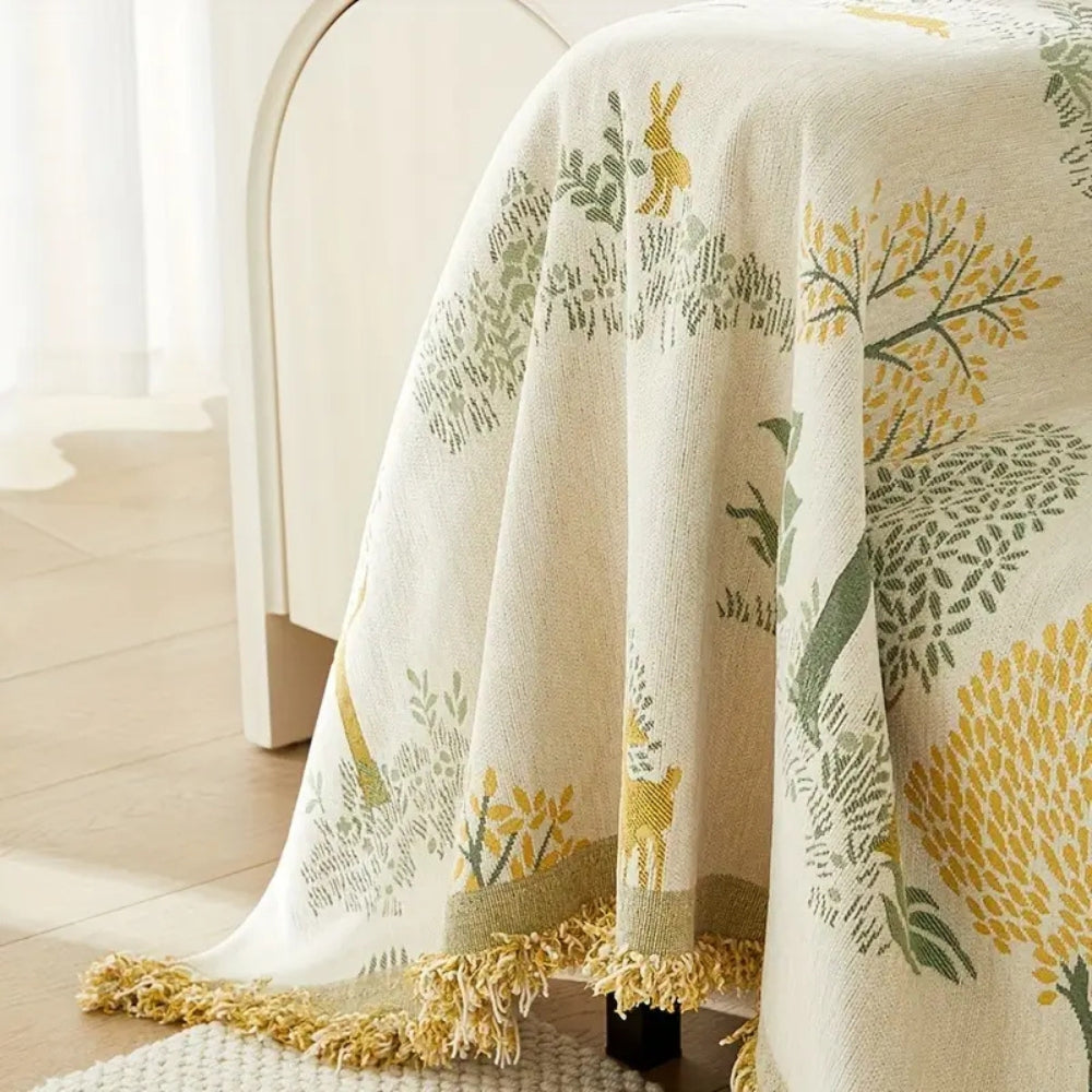 Chenille-Sofawurf mit Waldmuster