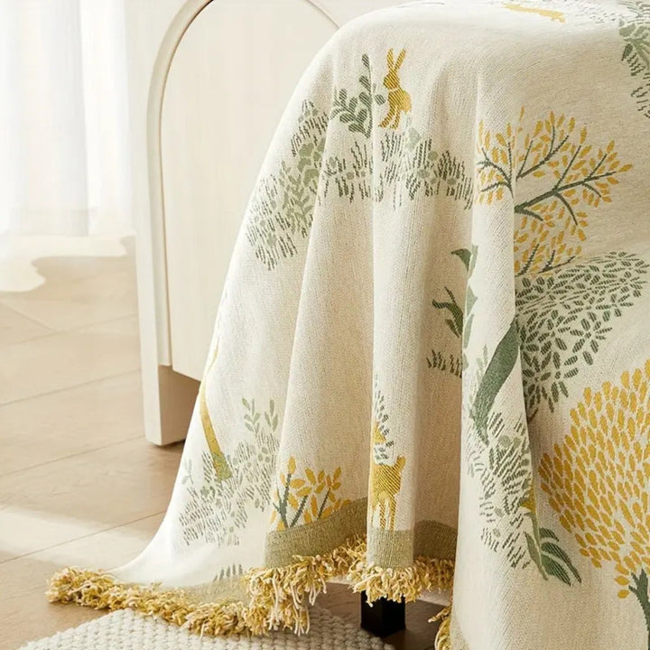 Chenille-Sofawurf mit Waldmuster
