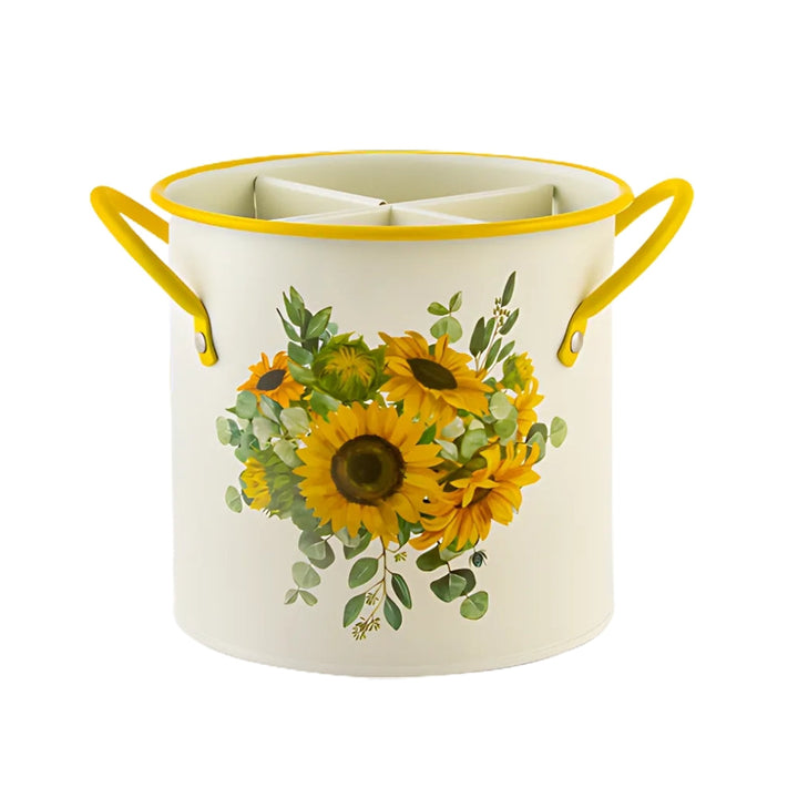 Besteckkorb mit Trennfachdeckel, Retro-Muster