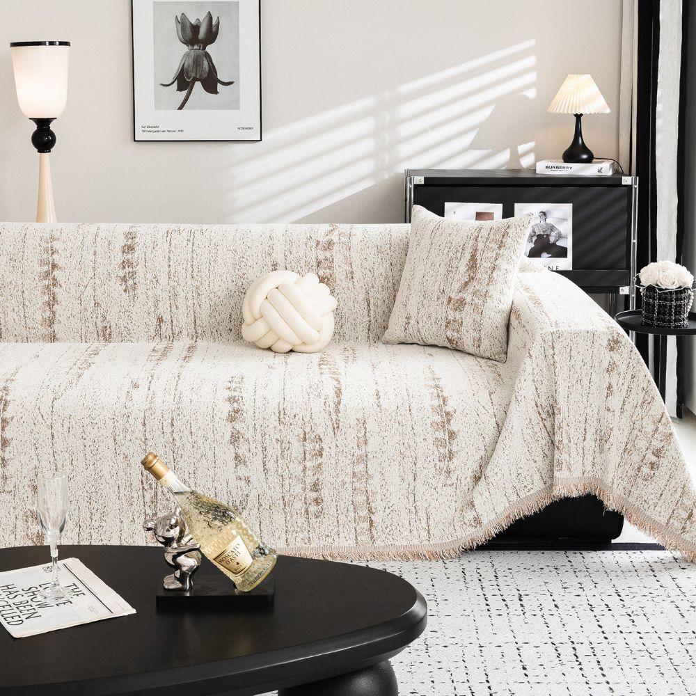Chenille-Sofadecke mit Wappenmuster