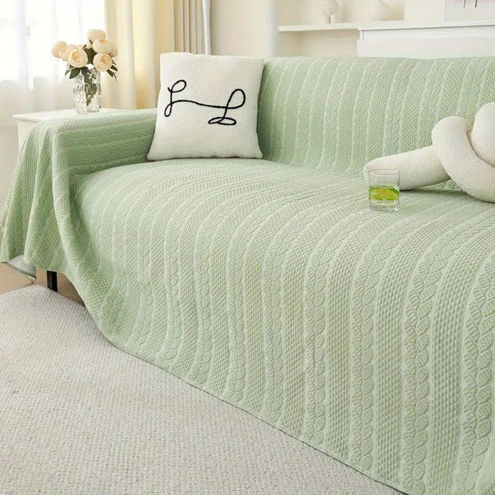 Flauschige Sofadecke mit Blattmuster