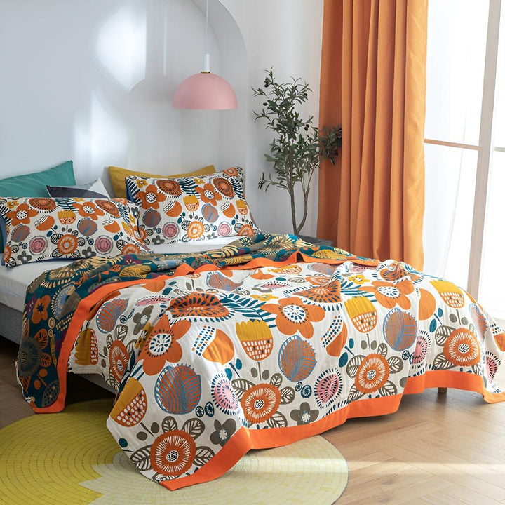 Baumwolldecke mit floralem Boho-Muster