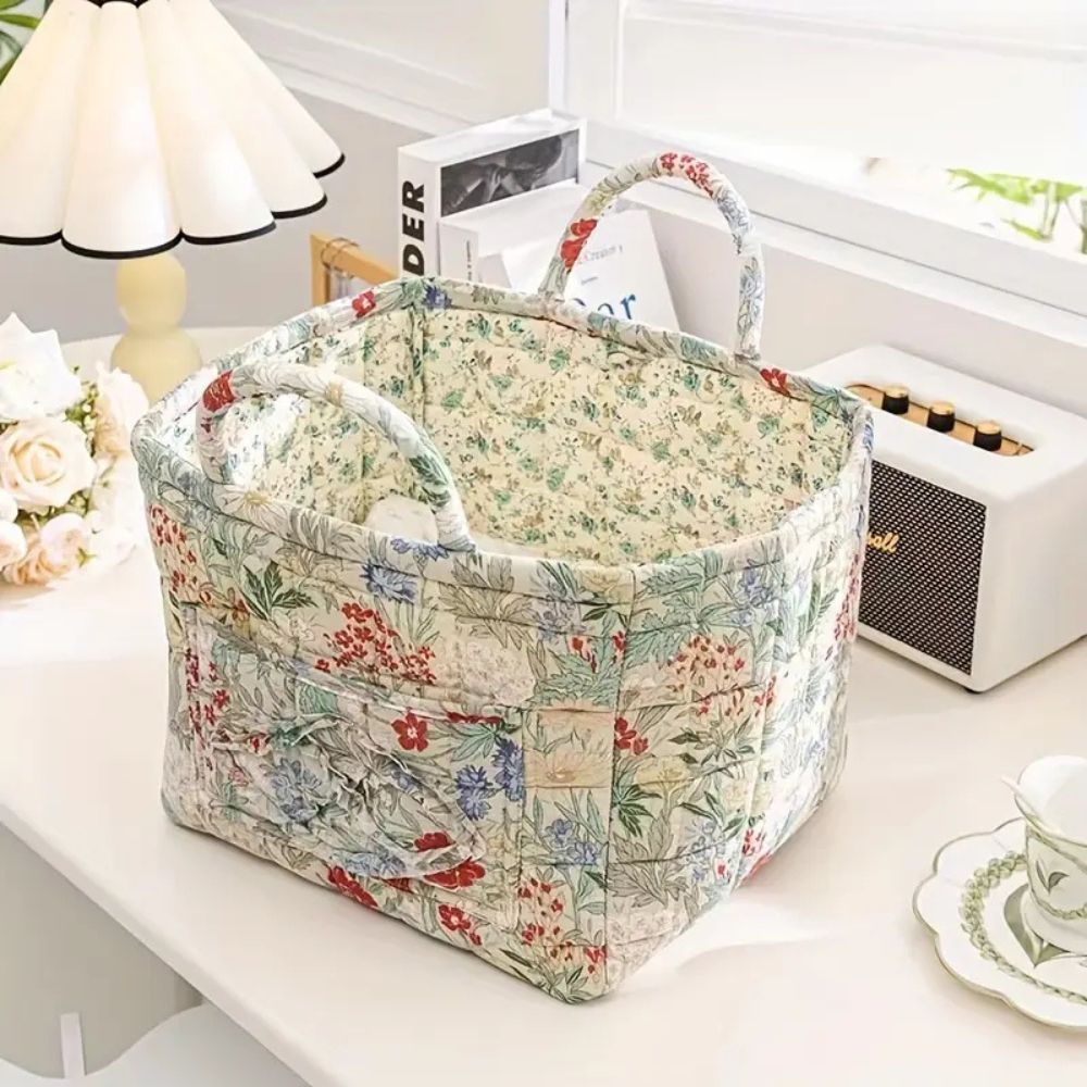 Aufbewahrungskorb aus Stoff mit Blumenmuster 33 x 27 cm