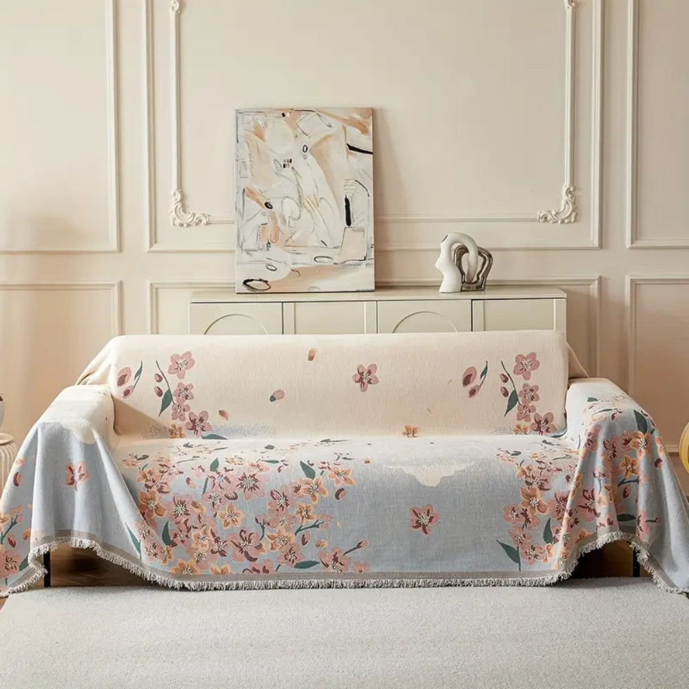 Wendbarer Sofaüberwurf aus floralem Jacquard