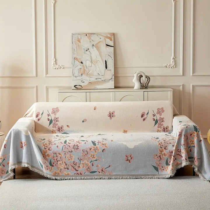 Wendbarer Sofaüberwurf aus floralem Jacquard