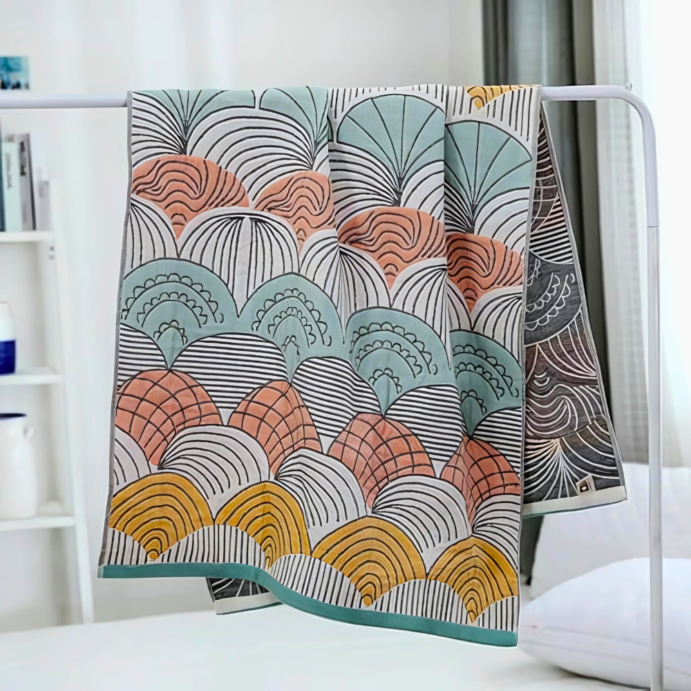 Badetuch aus Baumwolle mit gewebtem Muschelmotiv 70 x 140 cm