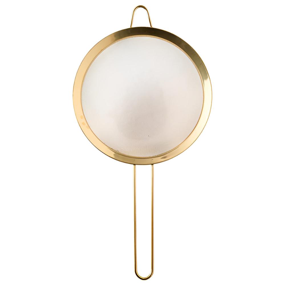 Feines Sieb aus Edelstahl mit goldener Oberfläche