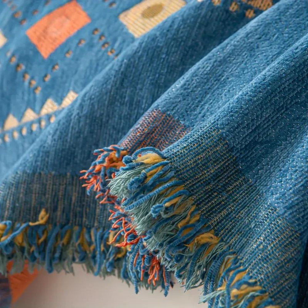 Boho-Sofaüberwurf aus Chenille mit Fransen