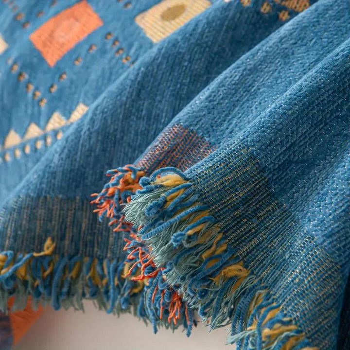 Boho-Sofaüberwurf aus Chenille mit Fransen