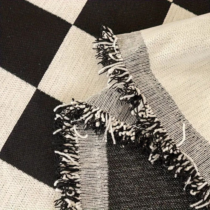 Sofaüberwurf aus Chenille mit Schachbrettmuster