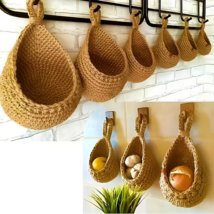 Hängekorb aus geflochtener Jute