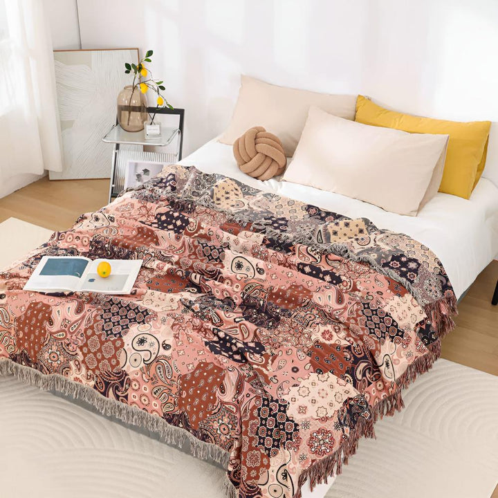 Jacquard-Baumwoll-Tagesdecke mit Paisley-Muster 200 x 230 cm