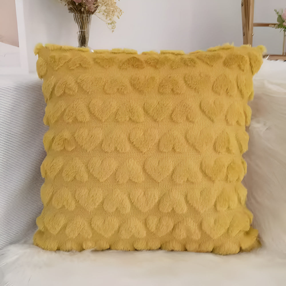 Kissenhülle aus Plüsch mit Herzmotiv 45 x 45 cm