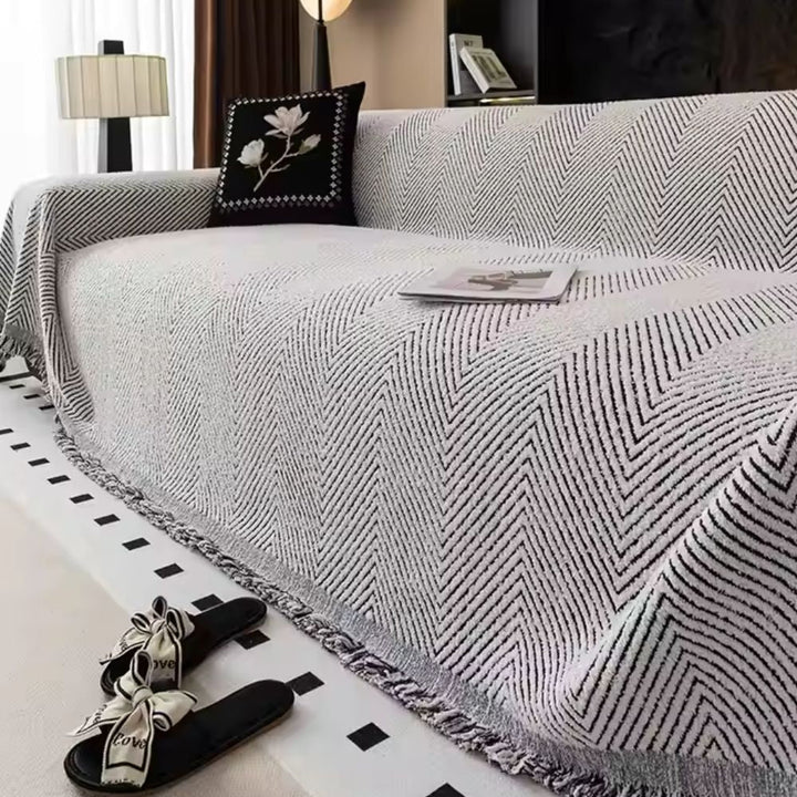 Sofaüberwurf mit gewebtem Fischgrätmuster, wasserabweisend