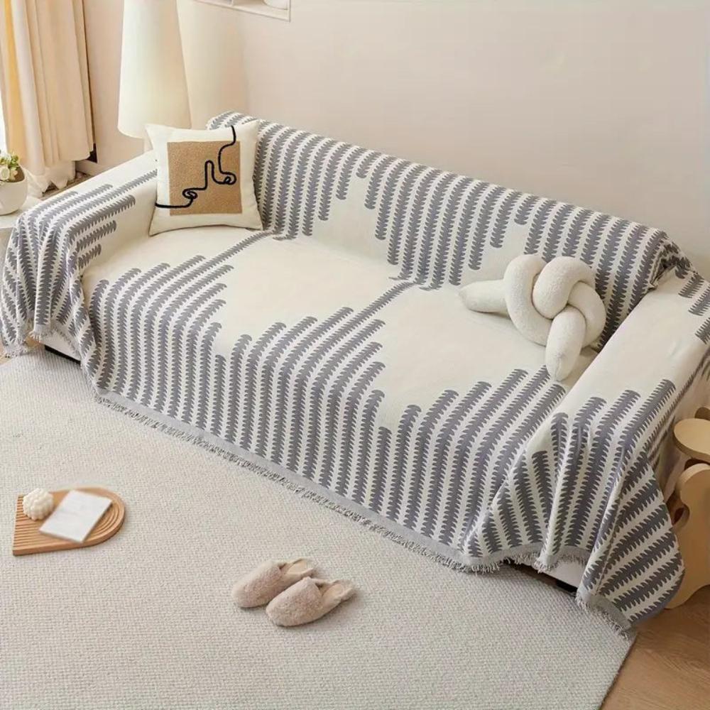 Einteiliger Chenille-Sofawurf mit Farnmuster