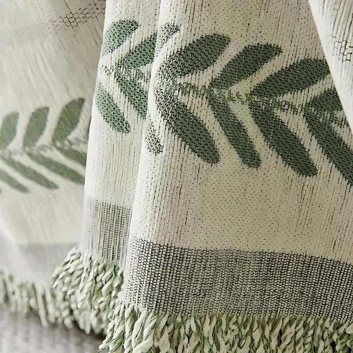 Rustikale Jacquard-Chenille-Sofadecke mit Quasten