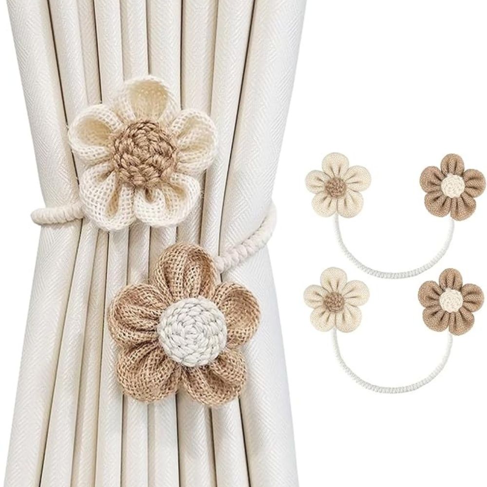 Raffhalter aus Hanfseil mit Blume, 2er-Set