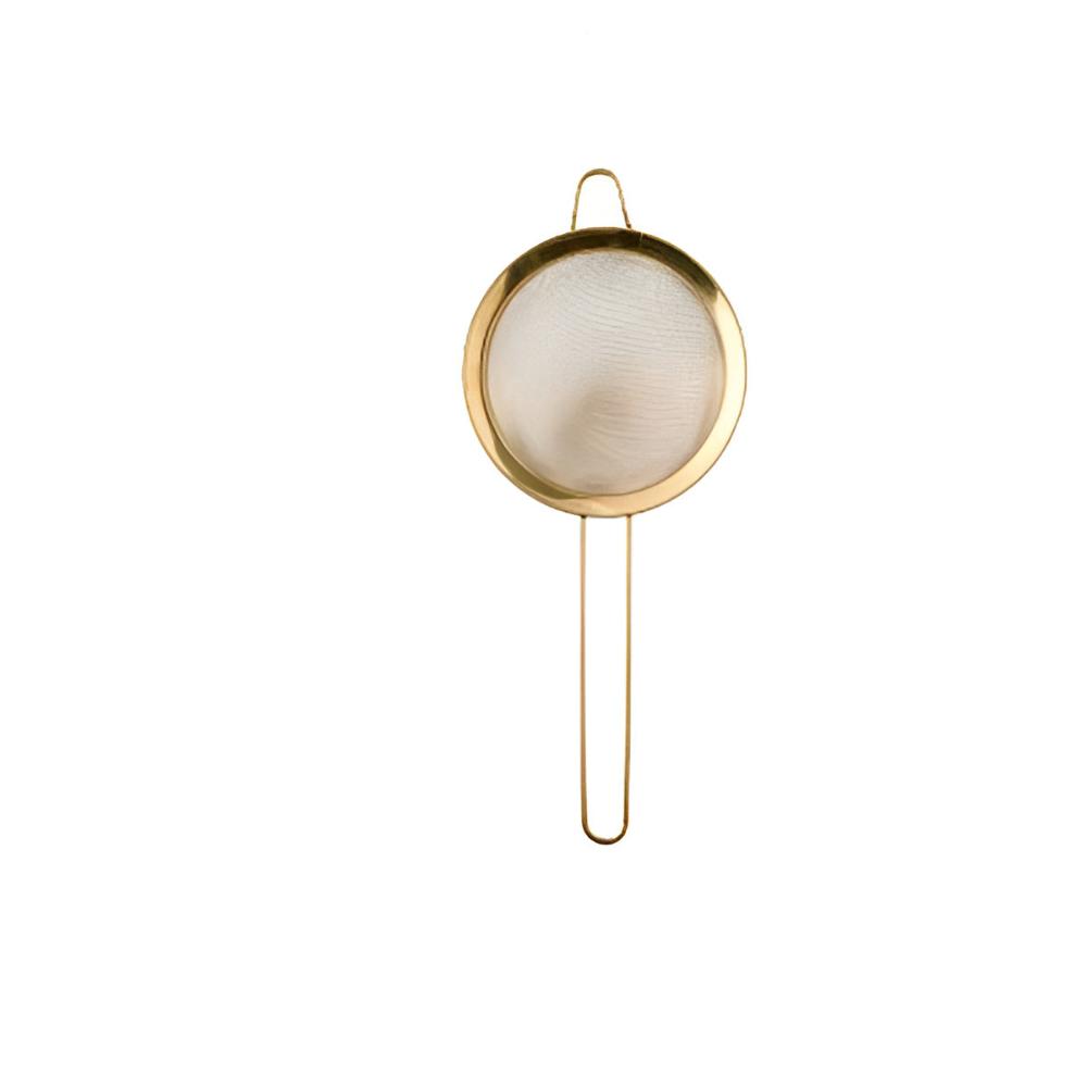 Feines Sieb aus Edelstahl mit goldener Oberfläche