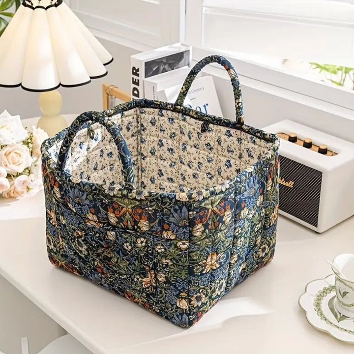 Aufbewahrungskorb aus Stoff mit Blumenmuster 33 x 27 cm