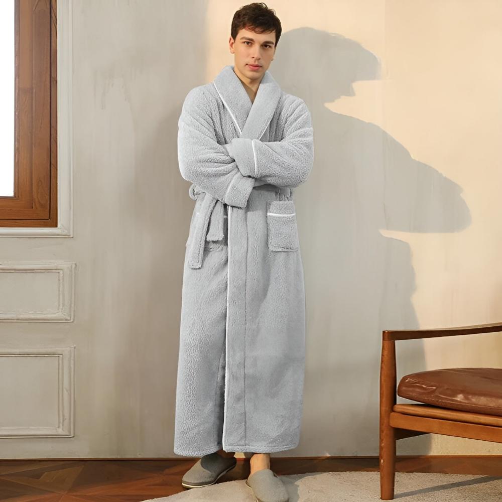 Bademantel aus Fleece mit Sherpa-Futter