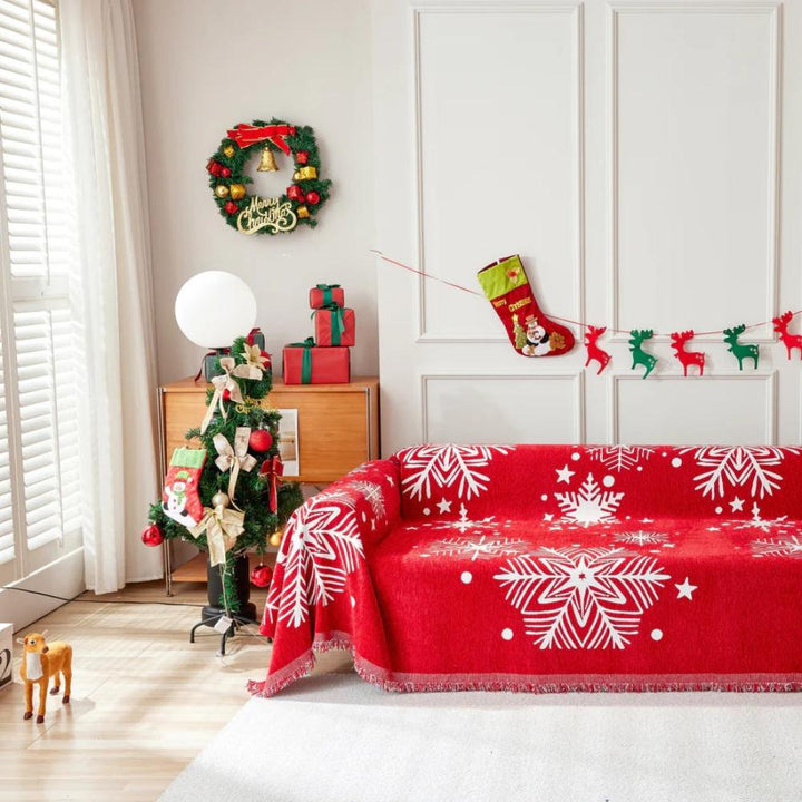 Chenille-Sofadecke mit Weihnachtsmotiv