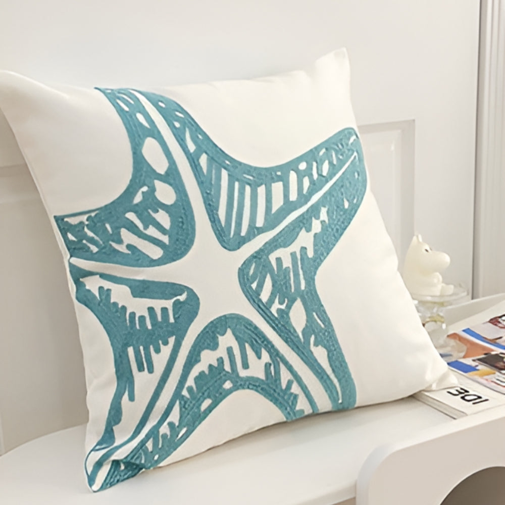 Bestickter Kissenbezug mit maritimen Motiven 45 x 45 cm