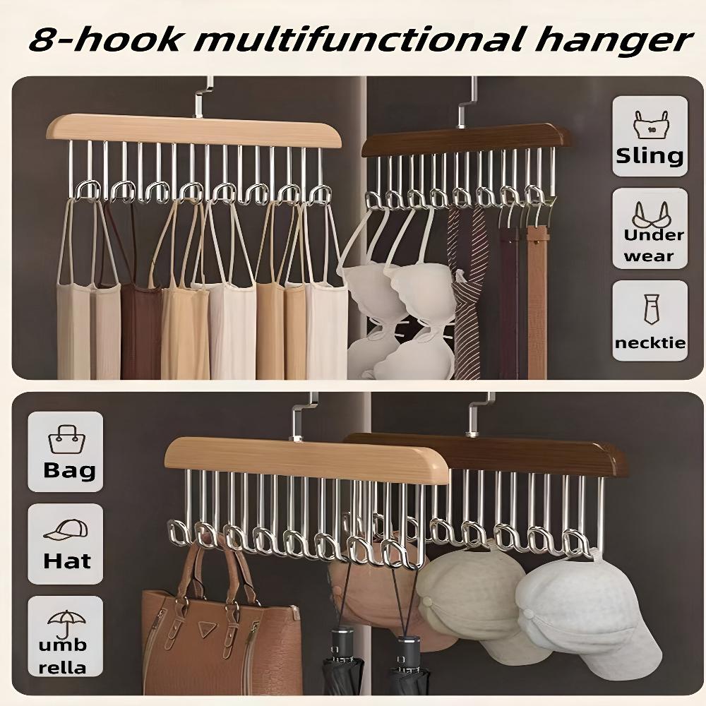 Gürtelhalter aus Holz mit 8 schwenkbaren Haken